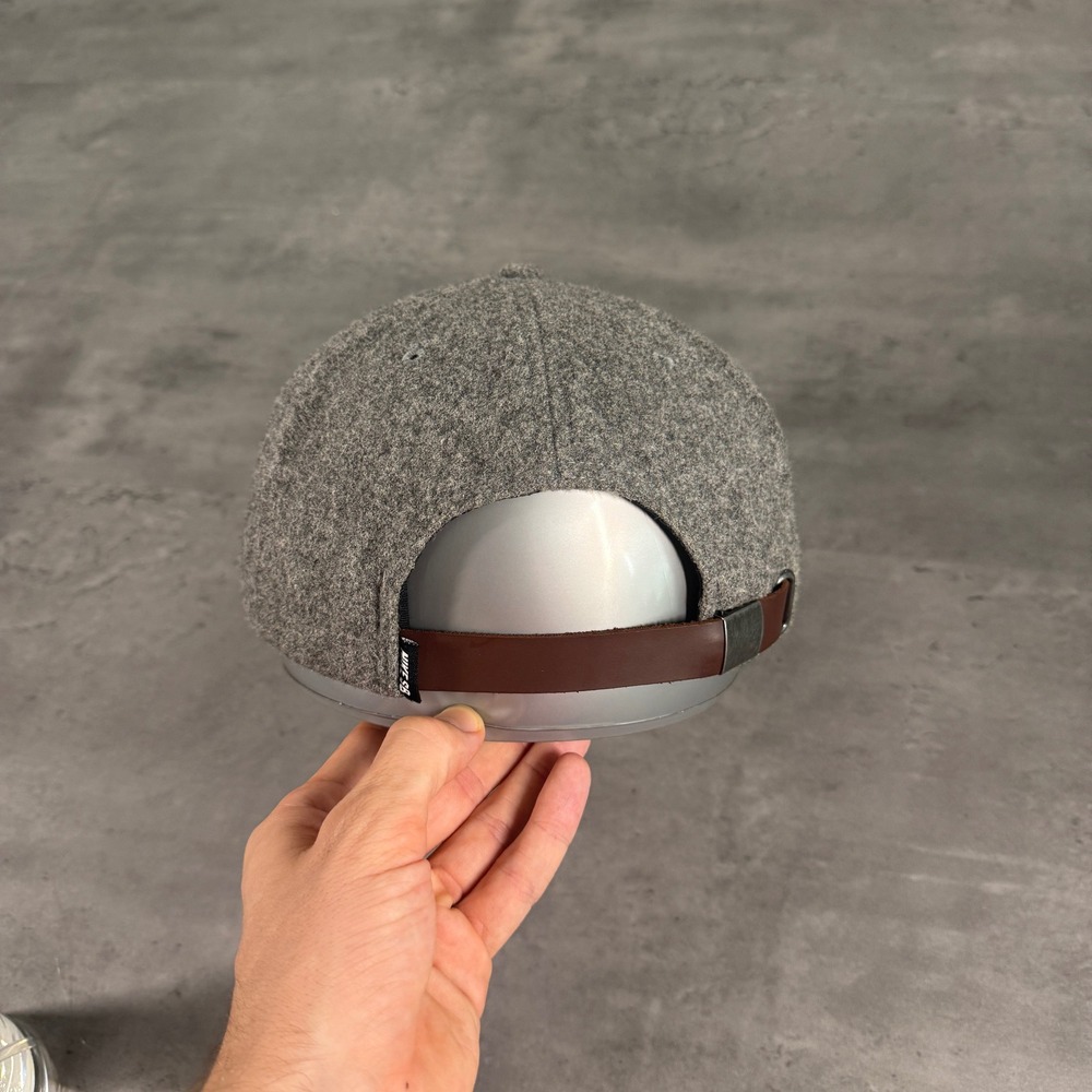 Nike SB Hat Mens Grey Wool Blend Brown Leather Strapback Skateboard Cap Green UV - Picture 4 of 9